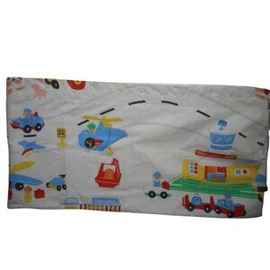 Vtg Kids Room Valance Fisher Price Airport Plane Helicopter Crew 61 x 15.5 #2
